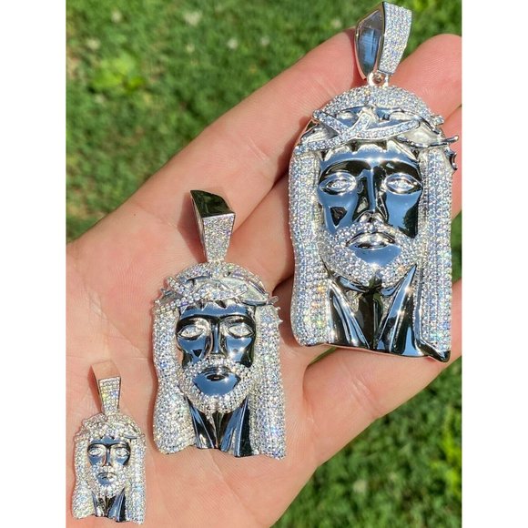Harlembling Silver Jesus Piece Flooded Necklace